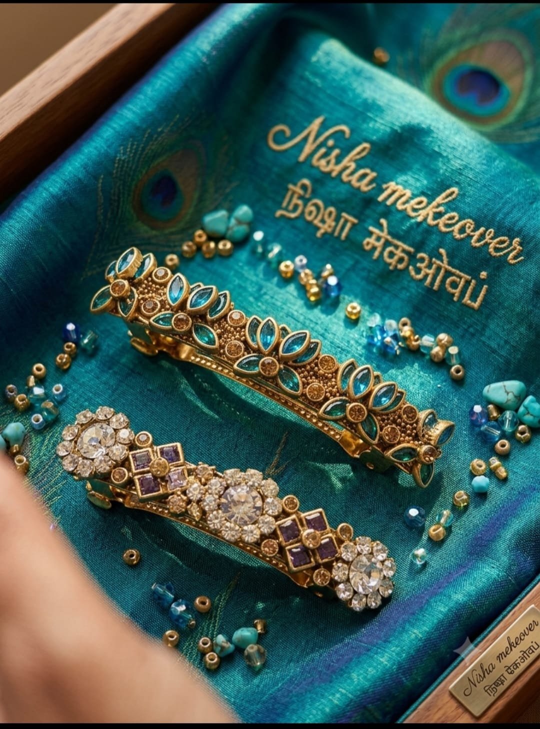 Gold-toned metal hair clips (barrettes)