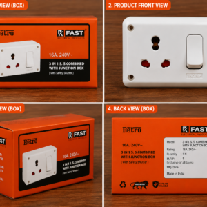 K FAST Retro 3-in-1 Electrical Socket with Switch – Description