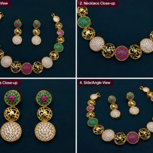 Multicolor Gold-Tone Necklace & Earring Set – Description