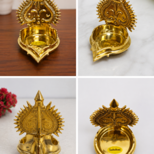 Golden Lakshmi Diya – Traditional Brass Decorative Oil Lamp