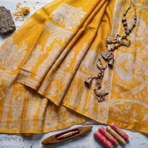 Kalamkri Linen saree