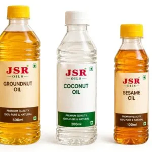 Groundnut oil 500ml,Coconut oil 200 ml,Sesame oil 100ml.