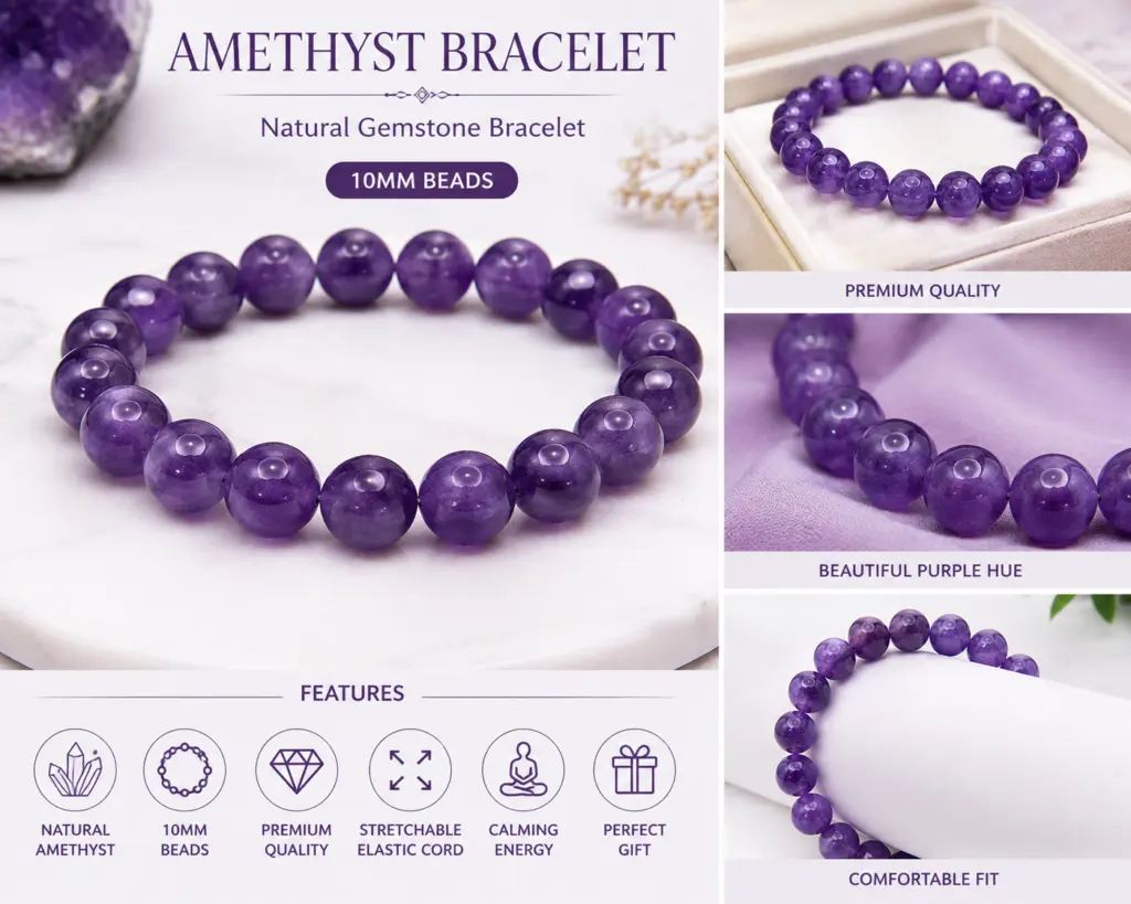 Amethyst bracelet 10mm