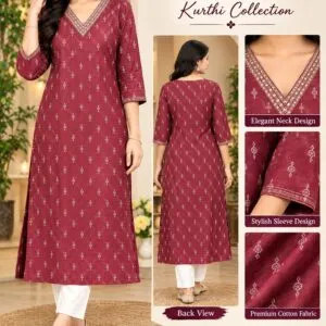 Avaasa Maroon Cotton Kurti