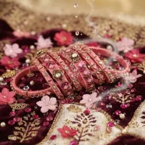 Bangles beautifylly wraped in a soft pink