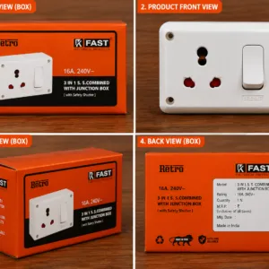 K FAST Retro 3 in 1 Electrical Socket with Switch – Description