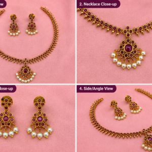 Ruby Stone Gold-Tone Necklace & Earring Set – Description