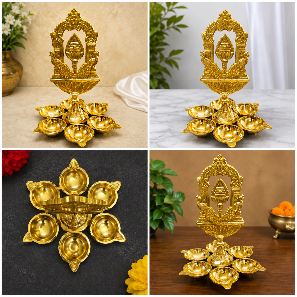 Golden Brass Diya Stand
