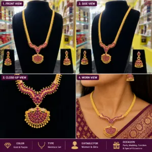 Traditional Gold & Purple Designer Necklace Set