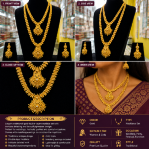 Traditional Gold Double-Layer Designer Necklace Set