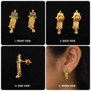 Elegant Gold Tone Multicolor Stone Hanging Earrings