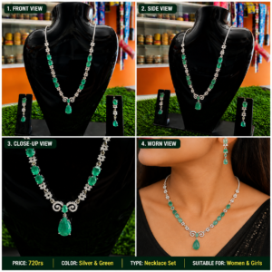 Elegant Green Stone Necklace Set