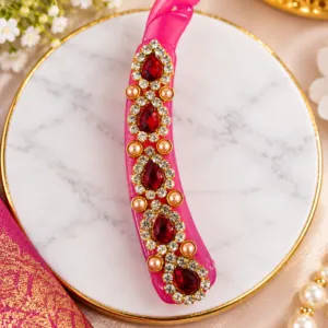 Product Description Elegant Pink Hair Clip with Ruby & Crystal Embellishments Add a touch of elegance to your hairst