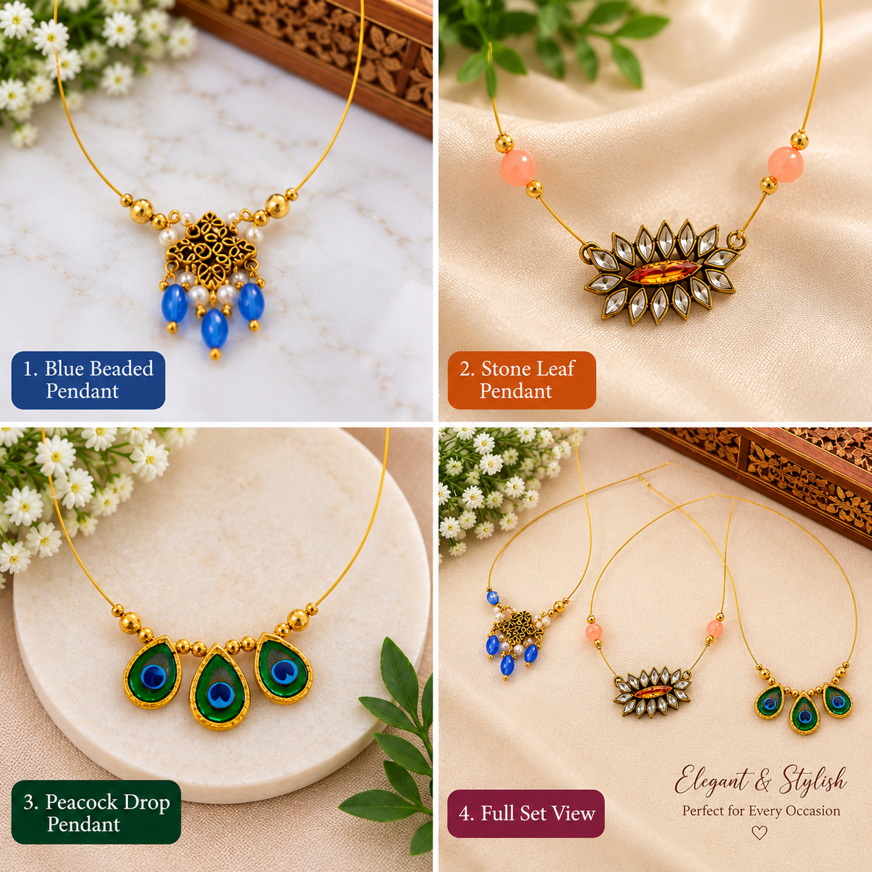 Elegant Gold-Tone Designer Necklace Collection