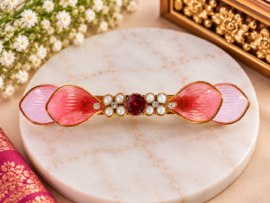 Pink Floral Designer Hair Clip