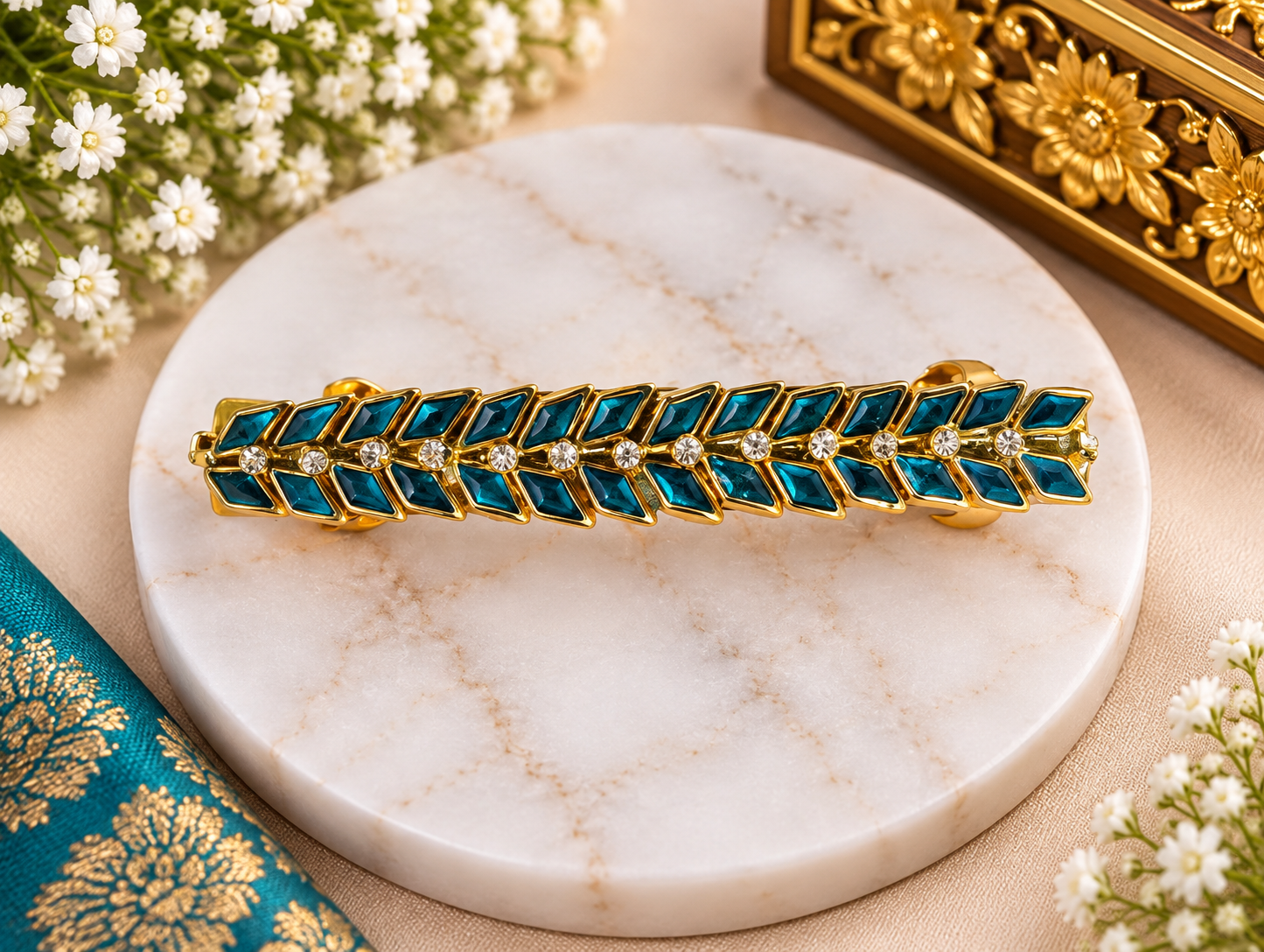 Elegant Blue Stone Hair Clip