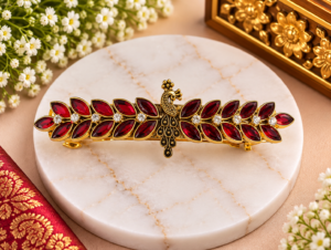 Elegant Peacock Design Gold-Tone Hair Clip ✨