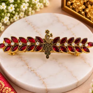 Elegant Peacock Design Gold Tone Hair Clip