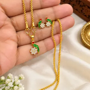 Elegant Gold-Plated Floral Necklace & Earrings Set ✨
