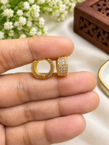 Elegant Gold-Plated Stone Hoop Earrings ✨