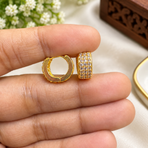 Elegant Gold-Plated Stone Hoop Earrings ✨