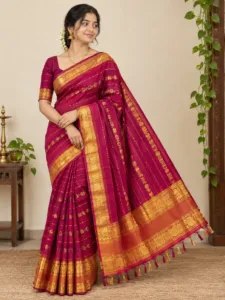 Elegant Magenta cotton Silk Saree