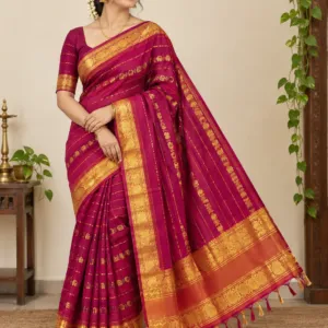 Elegant Magenta cotton Silk Saree