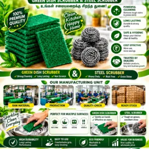 Green Dish Scrubber & Steel Scrubber