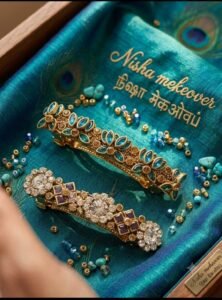 Gold-toned metal hair clips (barrettes)