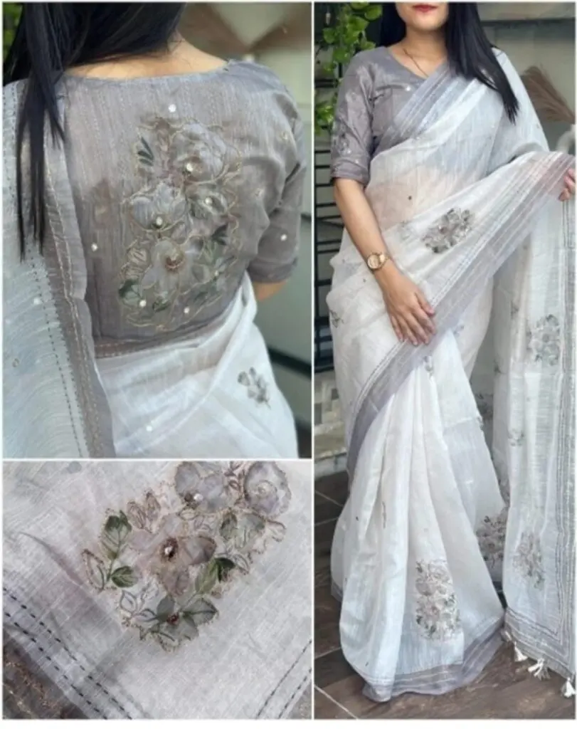 Linen saree