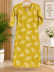 Mustard Yellow Floral Printed Kurti