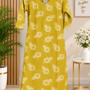 Mustard Yellow Floral Printed Kurti