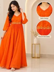 Orange Anarkali Kurti