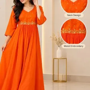 Orange Anarkali Kurti
