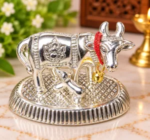 Silver Cow & Calf Decorative Idol