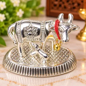 Silver Cow & Calf Decorative Idol