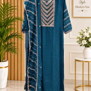 Teal Embroidered Kurta Set