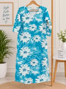 Turquoise Floral Women’s Dress