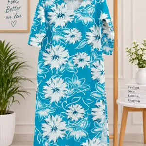 Turquoise Floral Women’s Dress