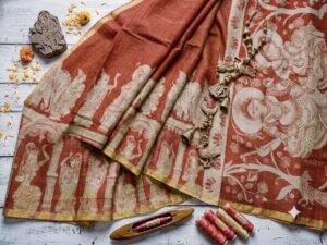kalamkari linen saree