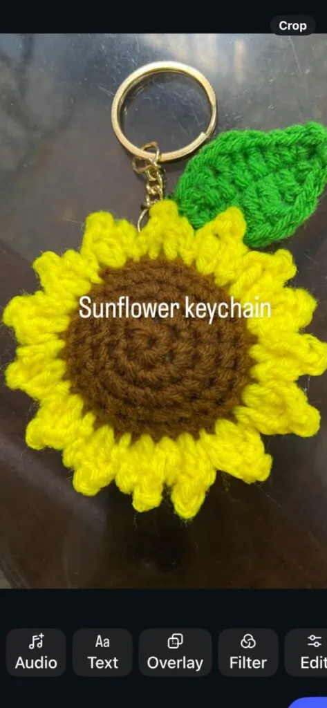Handmade Crochet Sunflower Keychain