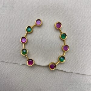 Elegant Gold-Tone Multicolor Stone Earrings
