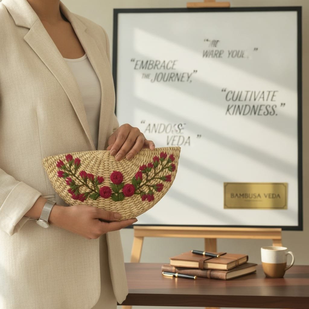 Handcrafted Natural Fiber Floral Basket