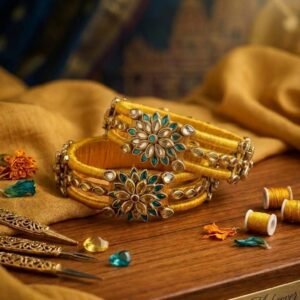 Bangle color: Beautiful yellow thread-wrapped bangles.