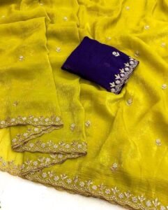 Yellow Embroidered Saree