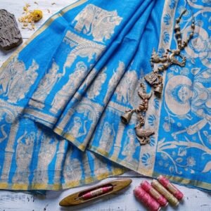 kalamkari linen saree