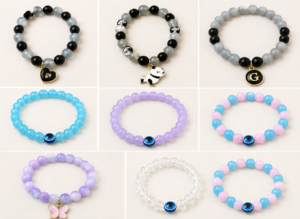 Glass beads Bracelet with charms