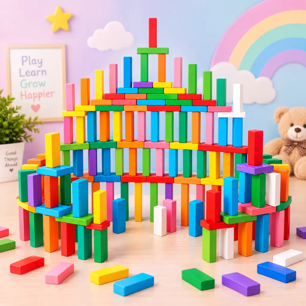 120-Piece Colorful Domino Blocks Set for Kids