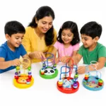 Combo of 2 Kids Educational Learning Toys – Wooden Clock & Bead Maze - image 2
