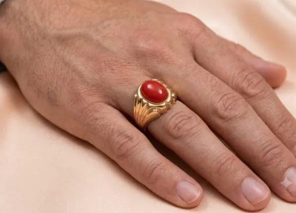 Panjalogam Impon Coral Ring